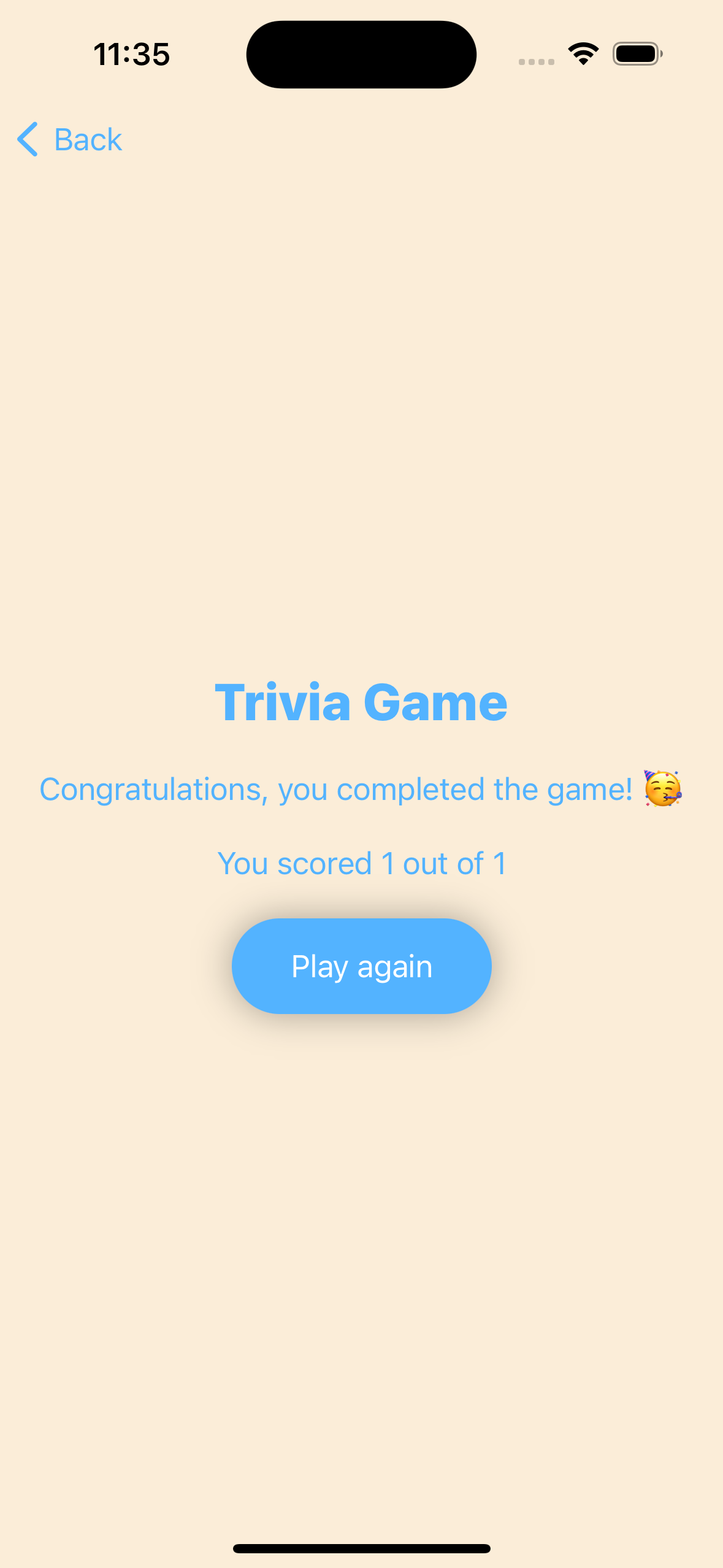 Trivia API quiz  app image